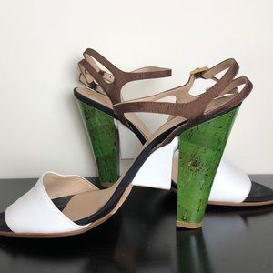 Fendi White and Green Heels
